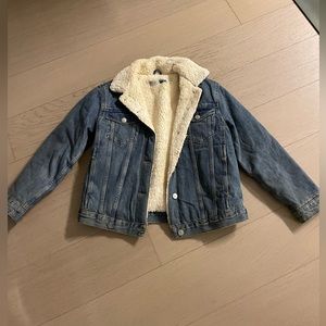Topshop Moro Fleece-Lined Denim Jacket Size 0